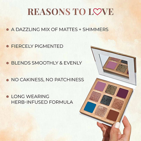 Just Herbs Eyeshadow Palette 9 in 1 Long Lasting Blendable Eye Makeup Palette | Sunshine | Day Palette